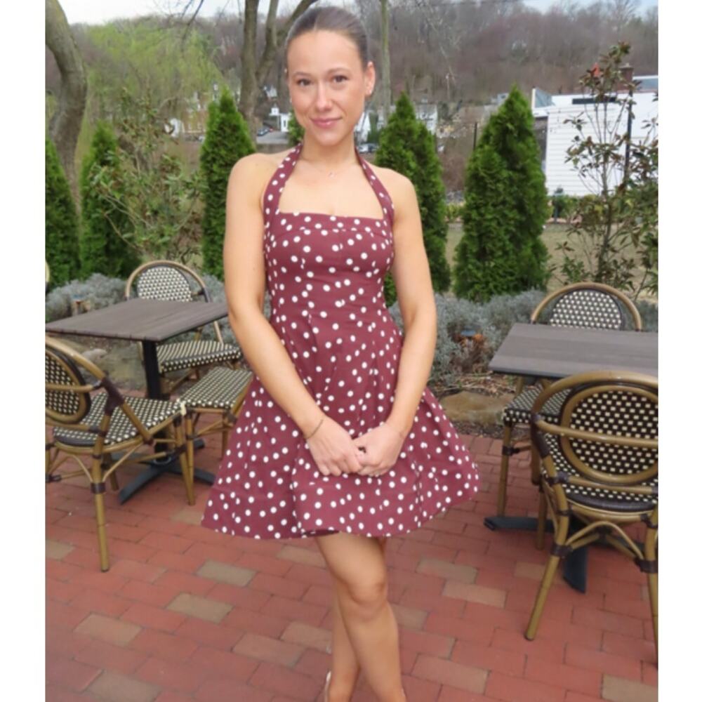 MAEVE Square Neck Fit and Flare Mini Dress in Brown Size Medium